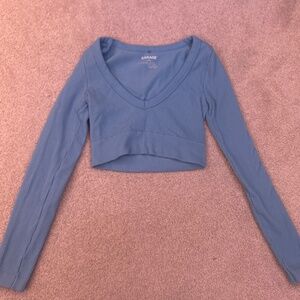 XS Light Blue Long Sleeve Garage Crop Top